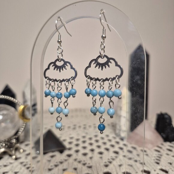 Buckets of Rain Larimar Cloud Earrings - Picture 3 of 6